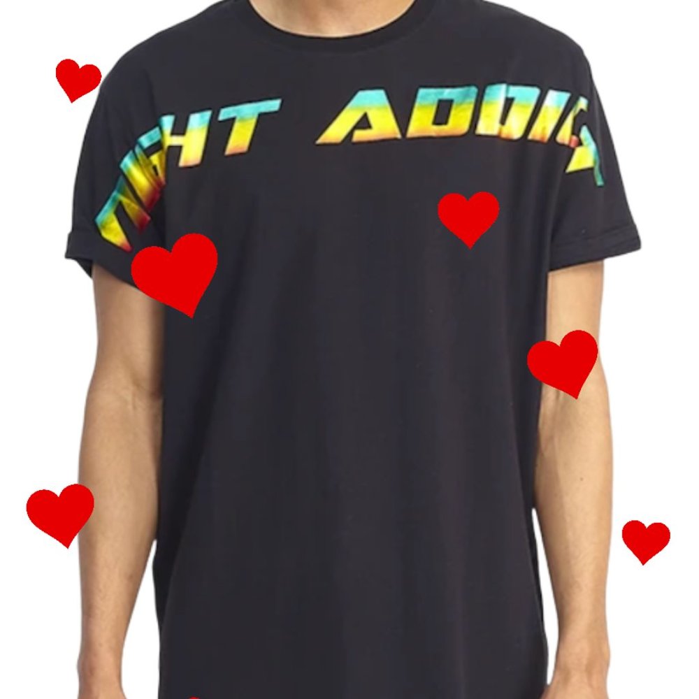 NIGHT ADDICT DROP SHOULDER METALLIC PRINT TEE